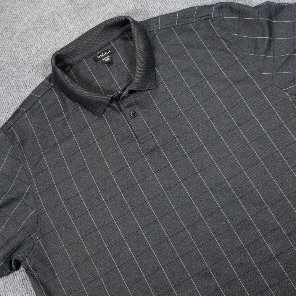 Van Heusen Polo Shirt Men XXL Gray Window Pane Classic Business Casual Golfwear - Picture 3 of 15